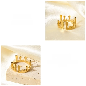 Detailed macro view of an irregular lava crown gold ring on a silk background