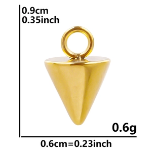 Minimalist gold cone pendant in 18k vacuum plated stainless steel with size dimensions