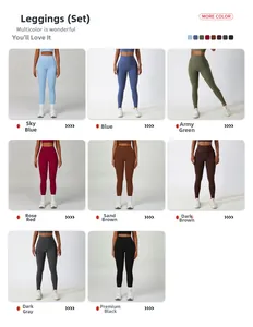 Detailed grid showing eight color options for high-waisted slimming yoga leggings