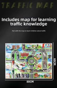 Kinderen verkeerssimulatie stad kaart mat 80x60cm met wegen en gebouwen