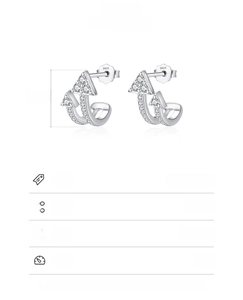 Detailed size specifications of 925 sterling silver geometric triangle stud earrings