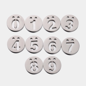 Lot de 10 pendentifs ronds en acier inoxydable chiffres 0-9 avec double trou pour bijoux