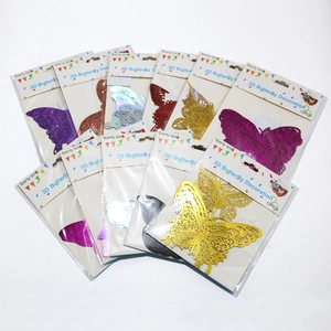 Detailed fan layout of multi-colored 3D hollow butterfly wall decorations in 12-piece packs