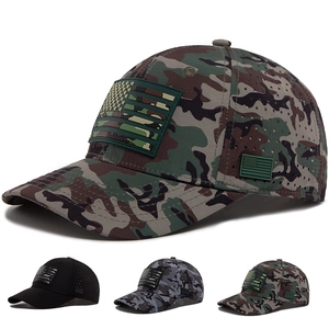 Baseball Cap Breathable Laser Perforated Polyester Tactical Outdoor Sunshade USA Flag Patch Camo Adjustable Hat Men