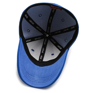 Blue pineapple fabric fitted baseball cap with SPORT inner tape and reinforced seams