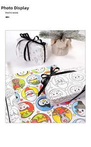 DIY Christmas kraft paper rolls with coloring graffiti patterns for holiday gift wrapping