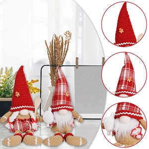 Christmas plush gnomes set with gingerbread motifs and long legs for festive decoration