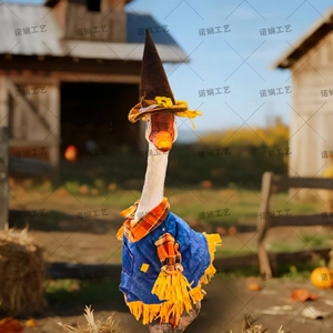 Detailed Western cowboy outfit for 23-inch porch goose with a hat and straw decor