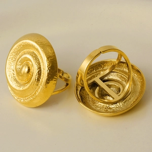 Minimalist gold spiral swirl 304 stainless steel adjustable ring for women