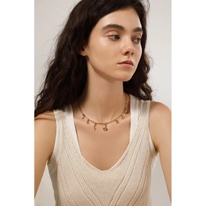Fashionable 18K gold stainless steel necklace with multi-pendant DIY charms for women