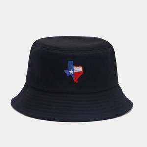Bob noir en coton avec broderie du drapeau du Texas et coutures de haute qualité