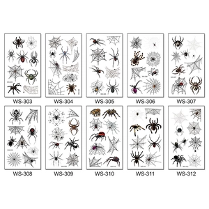 Set of 10 waterproof 3D spider and cobweb temporary tattoos for Halloween makeup