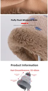 Dimensioni dettagliate del cappello invernale in maglia con misure di testa e pompon