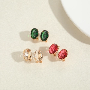 Orecchini ovali in acrilico placcati oro 14K nei colori verde, rosa e champagne