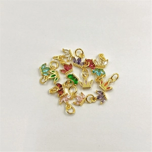 Crown Pendant Charm Copper Micro Paved Colorful Zircon DIY Jewelry Making Accessories Elegant