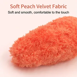 Soft peach skin plush cat toy in orange fabric with ultra-soft velvet texture