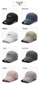 Detail view of quick-dry baseball caps in 8 colors with breathable laser-cut holes