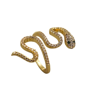 Chic 18K gold plated snake ring for women featuring sparkling white cubic zirconia stones