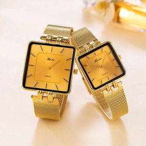 Luxury Men Quartz Watch Minimalist Square Stainless Steel Mesh Band Waterproof Fashion Casual Wristwatch Practical Gift