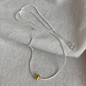 Minimalist S925 sterling silver snake chain necklace with a single gold bead accent