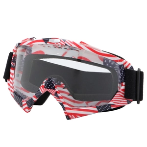 Unisex anti-fog ski goggles with USA flag frame and clear lens for outdoor winter sports
