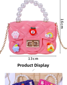 Mini DIY kids jelly crossbody bag size chart: 13cm width and 16cm height with handle