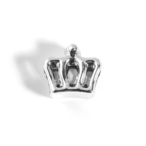 Detailed view of a silver crown-shaped alloy bead charm for DIY jewelry making