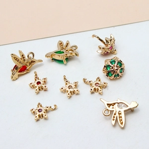 Gold-plated DIY charms with hummingbird and star shapes featuring colorful zircons