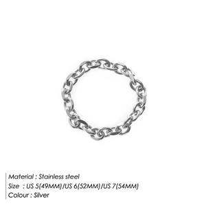 Minimalist 3mm silver stainless steel chain link ring for women in US sizes 5 6 7
