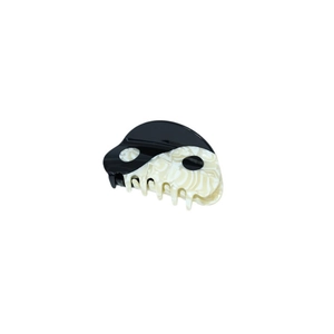 Yin Yang hair claw clip with black and cream marble pattern for half-up hairstyles