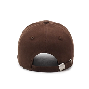 Dark brown cotton baseball cap with embroidered F letter and adjustable metal buckle
