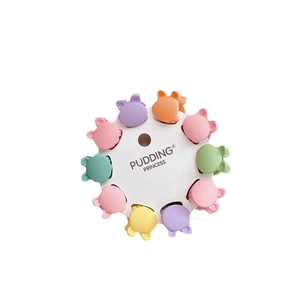 Set of 10 candy-colored mini hair claws for girls on a circular display board