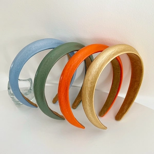 PU Leather Padded Headband Vintage Solid Color Wide Crinkle Grain Hairband Retro Hair Accessories For Women