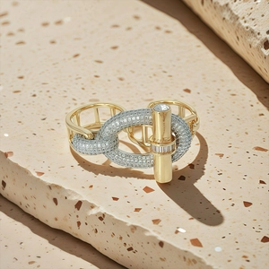 Luxe 18K gold plated chain bracelet with pavé zircon links and a T-bar toggle closure