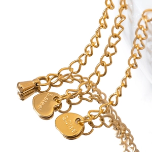 Golden stainless steel extension chain with heart and cone charms for jewelry making