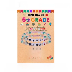 Colorful Mama and Mini beaded bracelet set for back to school gift with greeting card