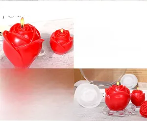 Dettaglio dello stampo in silicone a rosa e candele con trame di petali realistiche e varie misure