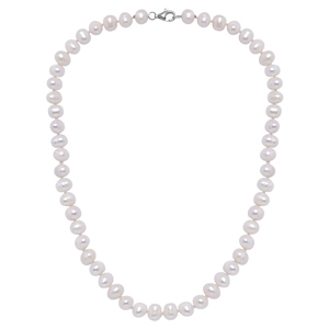 Classic 925 silver freshwater pearl necklace for women with elegant cream white luster