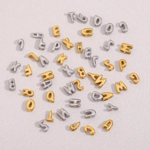 Collier Pendentif Lettre Acier Inoxydable Plaqué Or 18K Creux Initiale Alphabet 3D Style Bulle Bijoux Femme
