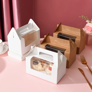 Boîtes À Cupcakes Avec Poignée Et Fenêtre Transparente Emballage Pâtisserie Muffin Boîte Cadeau Carton Papier Kraft