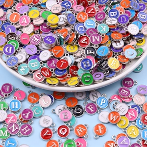 Colorful enamel alphabet charms for DIY jewelry making with multiple letter beads