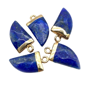 Lapis lazuli chili shape pendants with gold plated edges for jewelry making