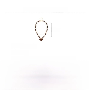 Detailed view of beaded necklace with leopard heart pendant and 45cm copper resin chain