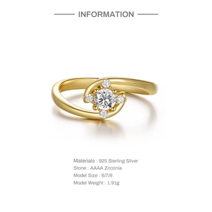 Detail view of S925 sterling silver ring with AAAA zirconia and specs information
