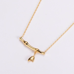 Elegant gold bamboo joint pendant necklace for women made of premium stainless steel