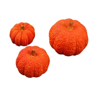 Three orange textured pumpkin molds in different sizes for DIY Halloween candle making