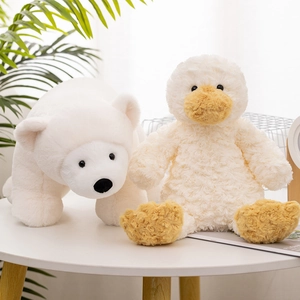Plush duck and polar bear stuffed animal toys for nursery decor and baby gifting