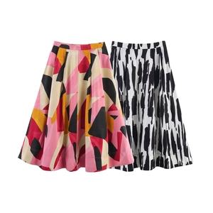 Falda Midi De Cintura Alta Para Mujer Poliéster Estampado Geométrico Abstracto Moderno Línea A Streetwear