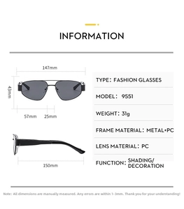 Detailed size chart for double-bridge pilot sunglasses showing precise frame measurements