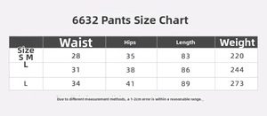 Size chart for seamless high waisted yoga leggings showing waist and hip measurements